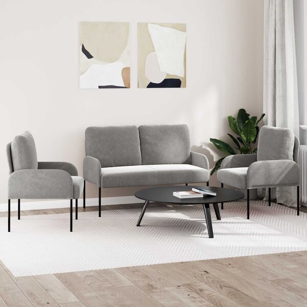 vidaXL Setovi sofa 3 pcs Svijetlo siva 115 x 56 x 80 cm &Scaron;perploča
