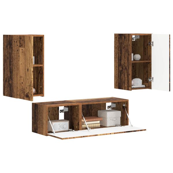 vidaXL Set zidnog ormarića za TV 4 pcs Staro drvo Konstruirano drvo