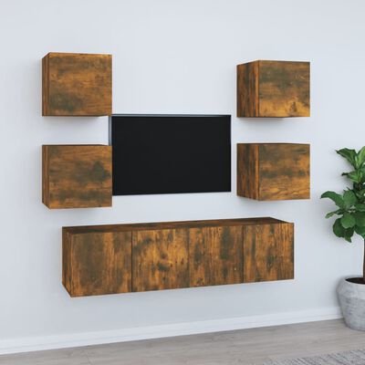 vidaXL 6-dijelni set TV ormarića boja dimljenog hrasta drveni