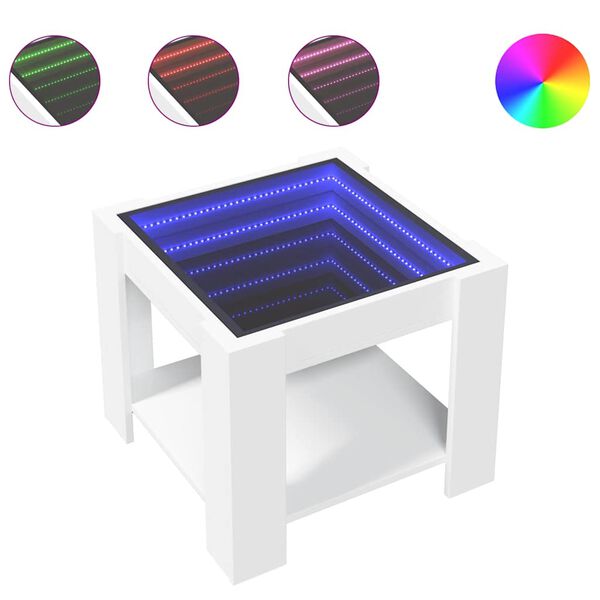 vidaXL Stolić za kavu LED bijeli 53x53x45 cm od konstruiranog drva