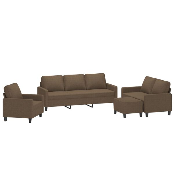 vidaXL 4-dijelni set sofa s jastucima smeđi od tkanine