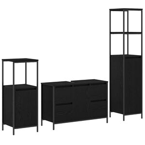 vidaXL Set namje&scaron;taja za kupaonicu 3 kom. Crni hrast 36 x 35 x 165 cm