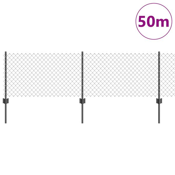 vidaXL Ograda s postovima Siva 0,4 x 50 m Čelik i PVC