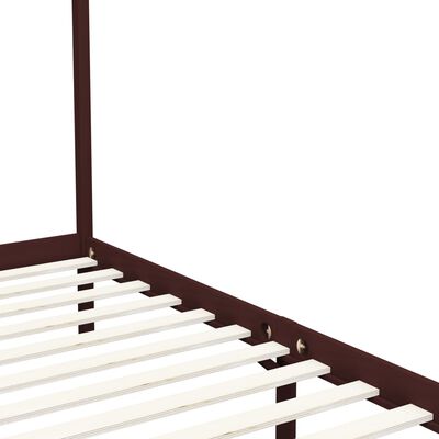 vidaXL Okvir za krevet s baldahinom od borovine tamnosmeđi 90 x 200 cm