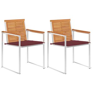 vidaXL Vrtne stolice s jastucima 2 kom od bagremovog drva i čelika