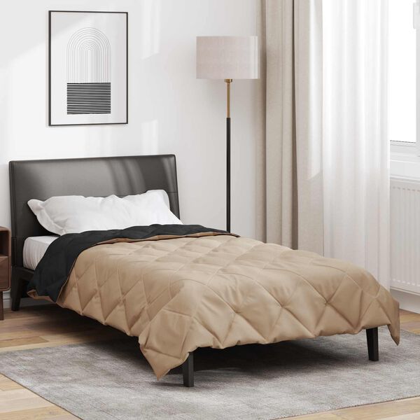 vidaXL Ljetni pokrivač Crna i taupe 220 x 140 cm Mikrovlakna
