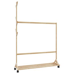 vidaXL Stalak za odjeću s kukama i kotačima 100x35x157 cm bambus
