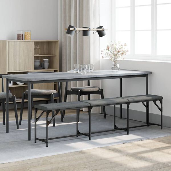 vidaXL Blagovaonska klupa tamnosiva 186 x 32 x 45 cm čelik i tkanina