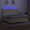 vidaXL Krevet box spring s madracem LED krem 180x200 cm od tkanine