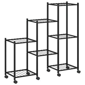 vidaXL Stalak za cvijeće s kotačima 83 x 25 x 83,5 cm crni željezni