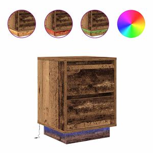 vidaXL Noćni ormarić s LED svjetlima boja drva 38x34x50 cm