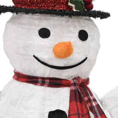 vidaXL Ukrasne božićne figure obitelji snjegovića LED luksuzna tkanina