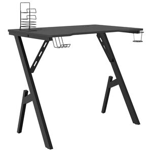 vidaXL Igraći stol s nogama u obliku slova Y crni 90 x 60 x 75 cm