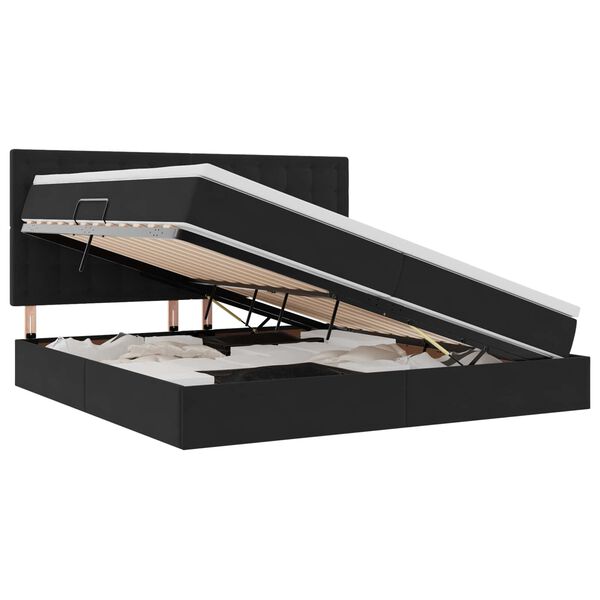 vidaXL Krevet s prostorom za pohranu s LED-om Crna 200 x 200 cm Bar&scaron;un
