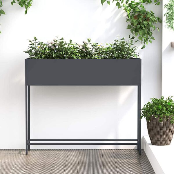vidaXL Povi&scaron;eni Vrtni Planter Antracit 100 x 26 x 82 cm Čelik