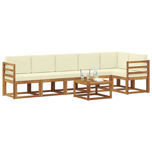 vidaXL Set vanjskih sofa s jastukom 7 pcs Prirodna i krem