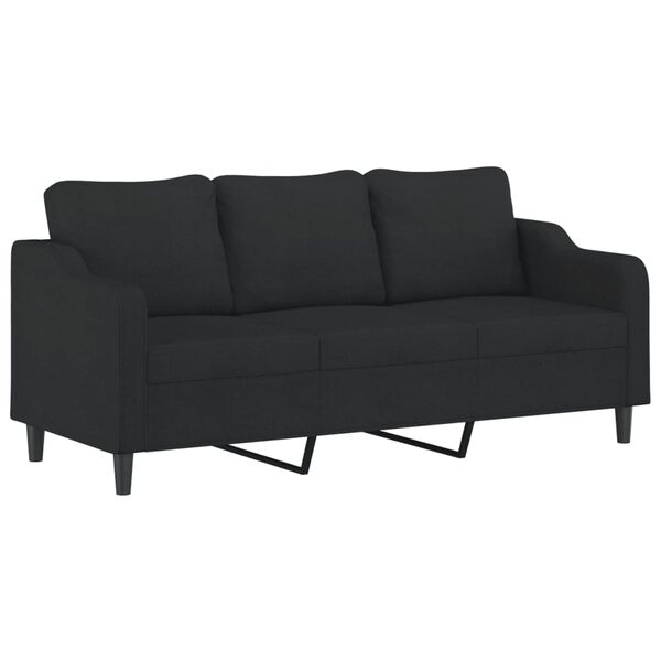 vidaXL 3-dijelni set sofa s jastucima crni od tkanine