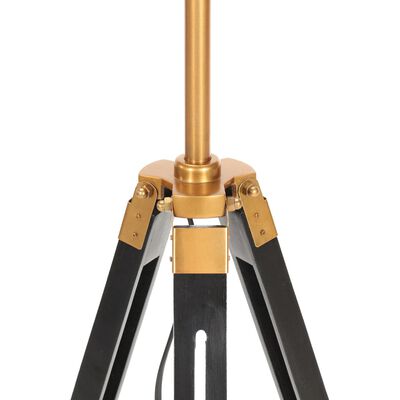 vidaXL Podna svjetiljka s tronošcem crno-zlatna od tikovine 141 cm