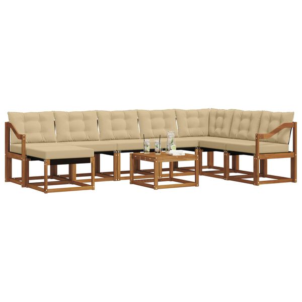 vidaXL Set vanjskih sofa s jastukom 9 pcs Prirodna i bež