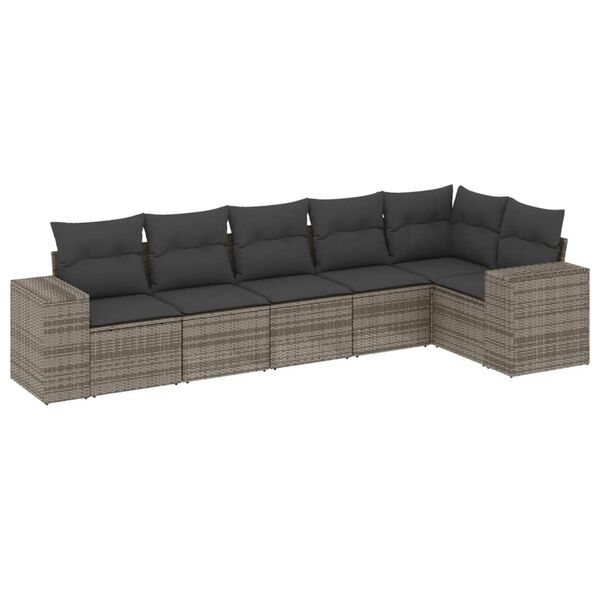 vidaXL 6-dijelni set vrtnih sofa od poliratana s jastucima sivi