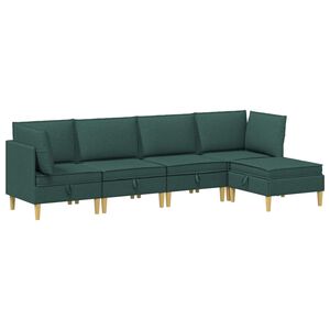 vidaXL Modularni set sofe sa skladi&scaron;tem 5 kom. Tamnozelena Tkanina
