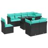 vidaXL 9-dijelni set vrtnih sofa s jastucima crni od poliratana bagrem