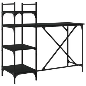 vidaXL Stol za računalo s policama crni 120 x 47 x 109 cm