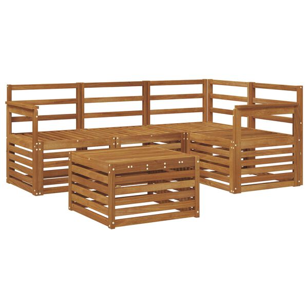 vidaXL Set vanjskih sofa 5 pcs Prirodna Čvrsto drvo akacije