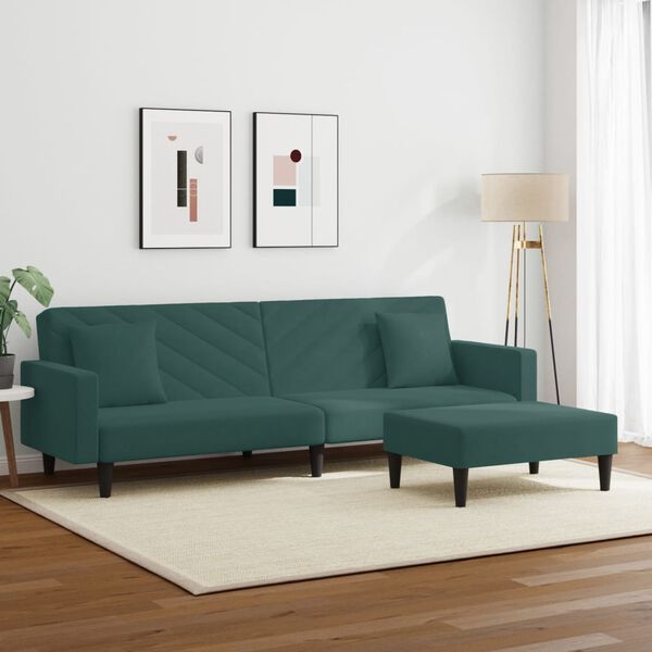 vidaXL 2-dijelni set sofa s jastucima tamnozeleni baršunasti