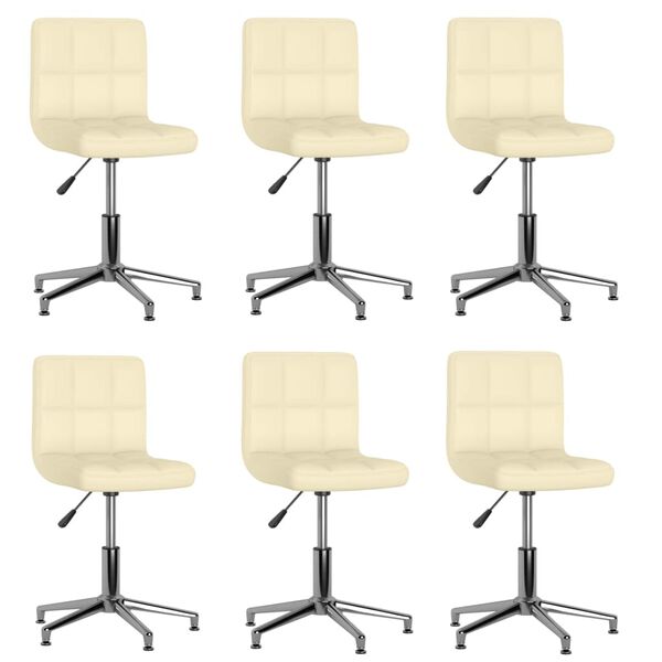 3087648 vidaXL Swivel Dining Chairs 6 pcs Cream Faux Leather (334409&times;3)