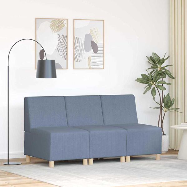 vidaXL Modularna sofa bez naslona 3 pcs Plava 55 x 74 x 82 cm