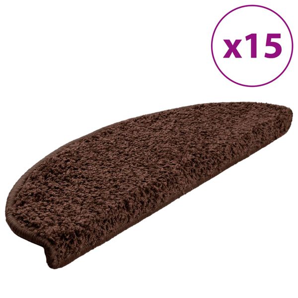 vidaXL Prostirke za stepenice 15 kom 65x21x4 cm Smeđe poluokrugle velike