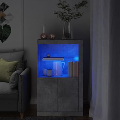 vidaXL Bočni ormarić s LED svjetlima siva boja betona