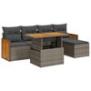 vidaXL 6-dijelni set vrtnih sofa poliratan i bagrem s jastucima sivi