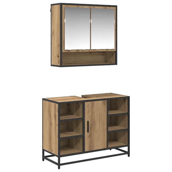 vidaXL Set namje&scaron;taja za kupaonicu s policom 2 pcs Umjetnički hrast