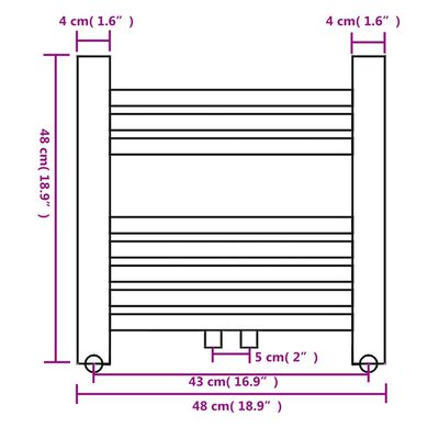 Kupaonski radijator za centralno grijanje ravni 480 x 480 mm