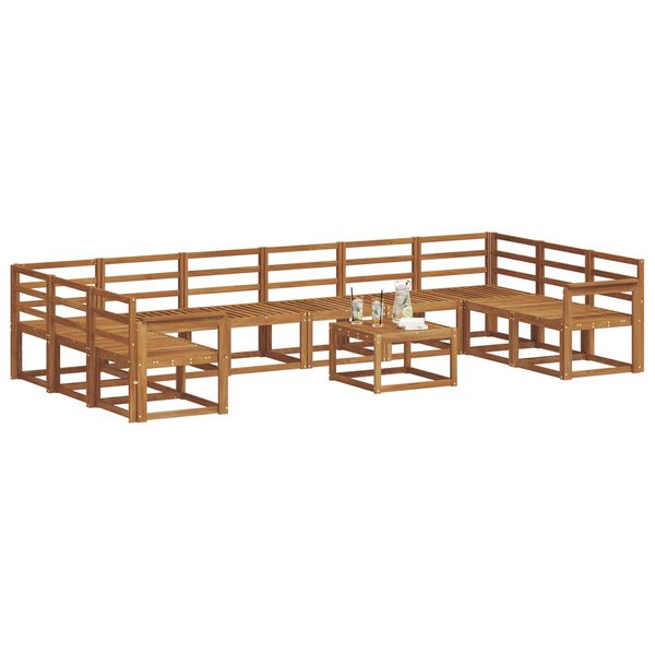 vidaXL Set vanjskih sofa 11 pcs Prirodna Čvrsto drvo akacije