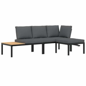 vidaXL 3-dijelni set vrtnih sofa s jastucima crni aluminijski