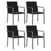 vidaXL Vrtne stolice s jastucima 4 kom crne 56x59x84 cm od poliratana