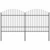 vidaXL Vrtna ograda s vrhom koplja Čelik 337x175 cm Crna