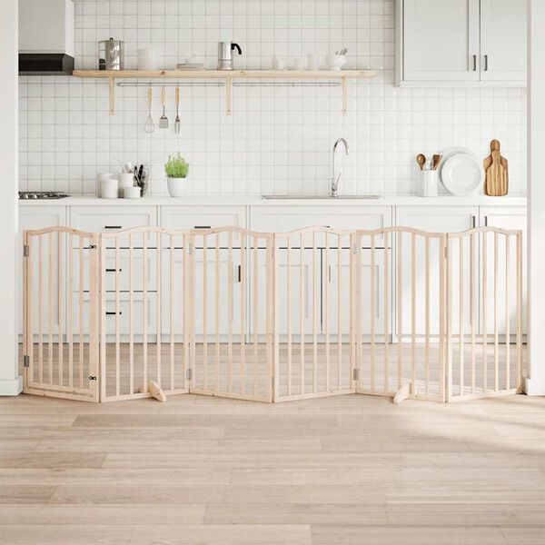 vidaXL Vrata za pse s vratima sklopiva 6 panela 300 cm drvo topole