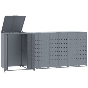 vidaXL Spremi&scaron;te za 4 kanta za otpad sivo 276x79x117 cm čelično