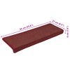 vidaXL Prostirke za stepenice 15 kom 65x21x4 cm bordo pravokutni rub