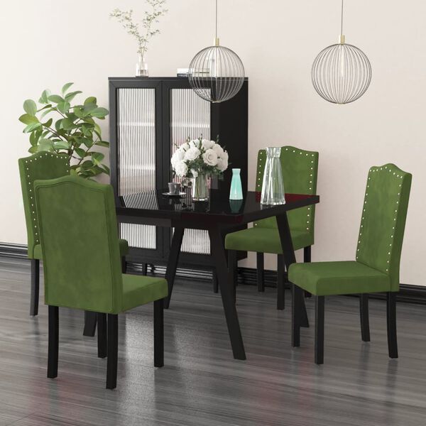 vidaXL Blagovaonske stolice 4 kom tamnozelene bar&scaron;unaste