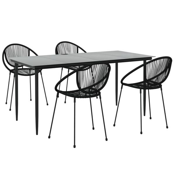 vidaXL 5-dijelni vrtni blagovaonski set od PVC ratana crni