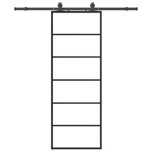 vidaXL Klizna vrata s priborom crna 76 x 205 cm od ESG stakla