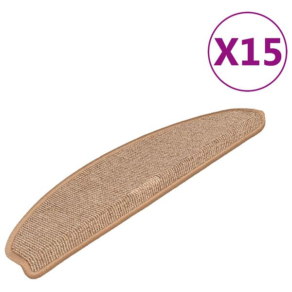 vidaXL Prostirke za stepenice 15 kom 65x21x4 cm svijetlosmeđe poluokrugle velike