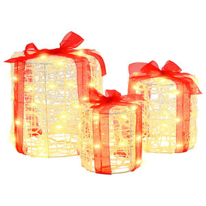 vidaXL Dekoracija Poklon Kutije 3 pcs Topla bijela 20 x 20 x 21 cm