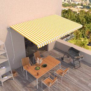 vidaXL Tenda na automatsko uvlačenje 500x300 cm žuto-bijela