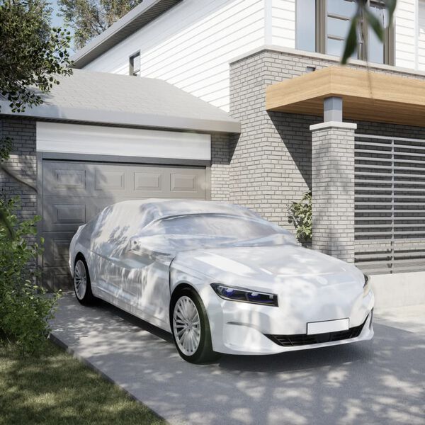 vidaXL Navlaka za pola automobila s kukama srebrna XL